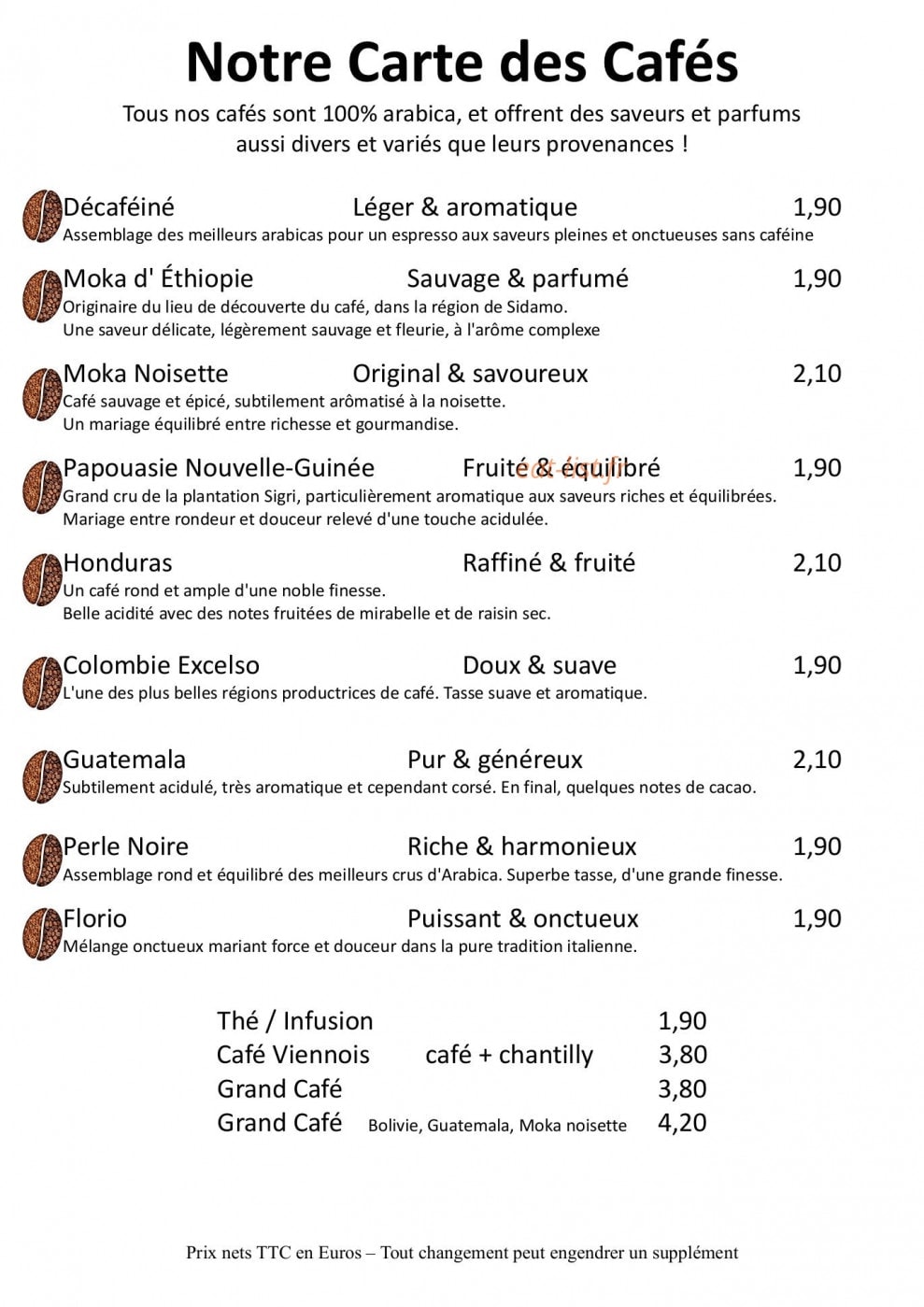 Carte et menu de La Fontaine Fleurie à Fontaine la Mallet — Les cafés