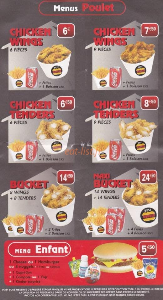 Best Burger — carte page 4