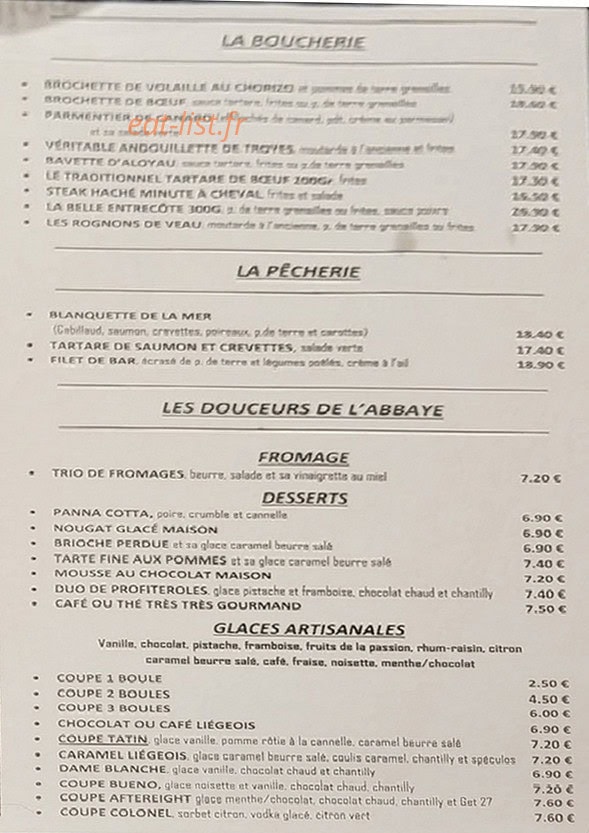 Brasserie de L'Abbaye — carte page 3