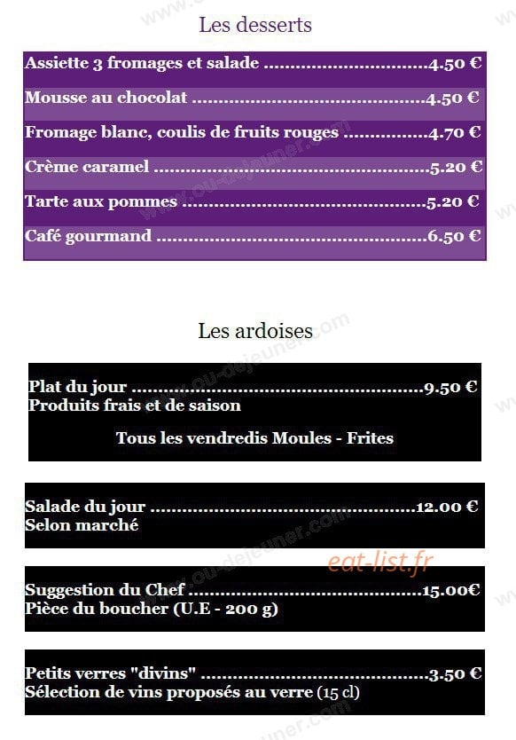 Café de la Place — carte page 2