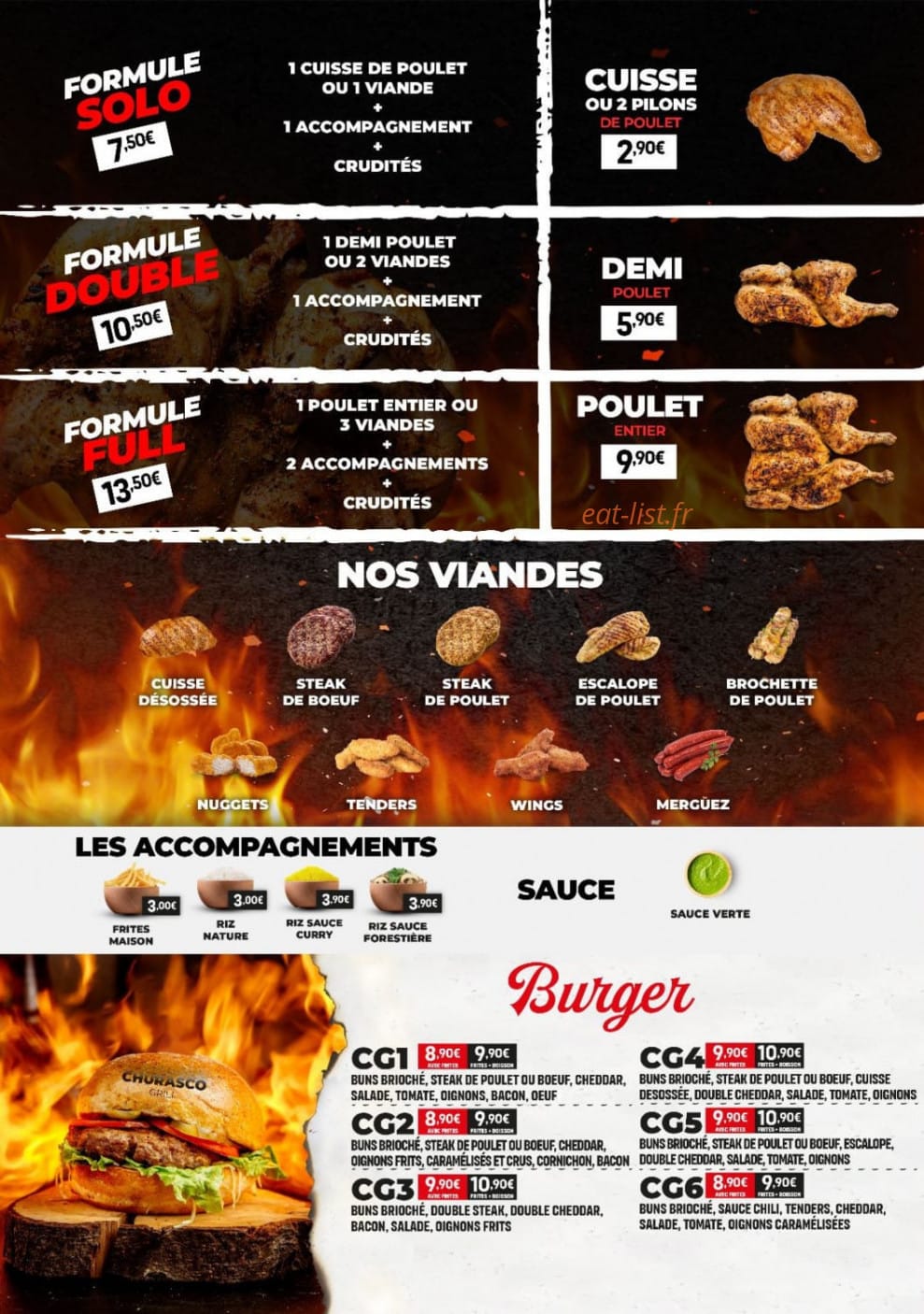 Carte et menu de Churasco Grill à Sotteville les Rouen — Les formules, burgers, ...