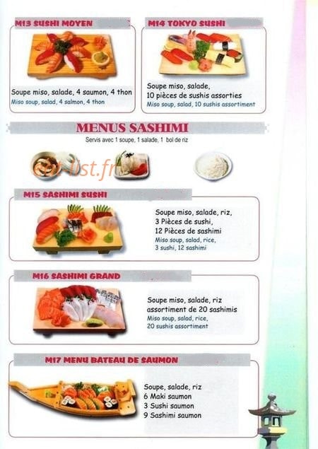 Carte et menu de Le Tokyo à Sotteville les Rouen — Les menus sushis moyen,....