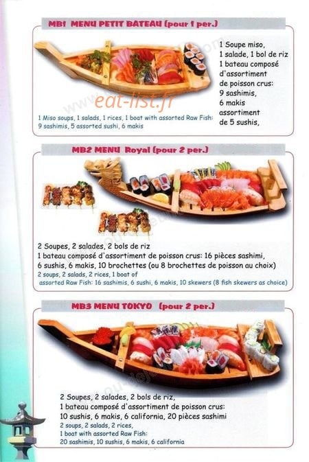 Carte et menu de Le Tokyo à Sotteville les Rouen — Les bateaux