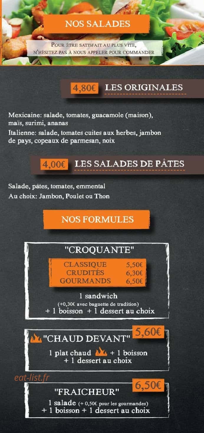 Carte et menu de Les douceurs de Lola à Sotteville les Rouen — Salades et formules