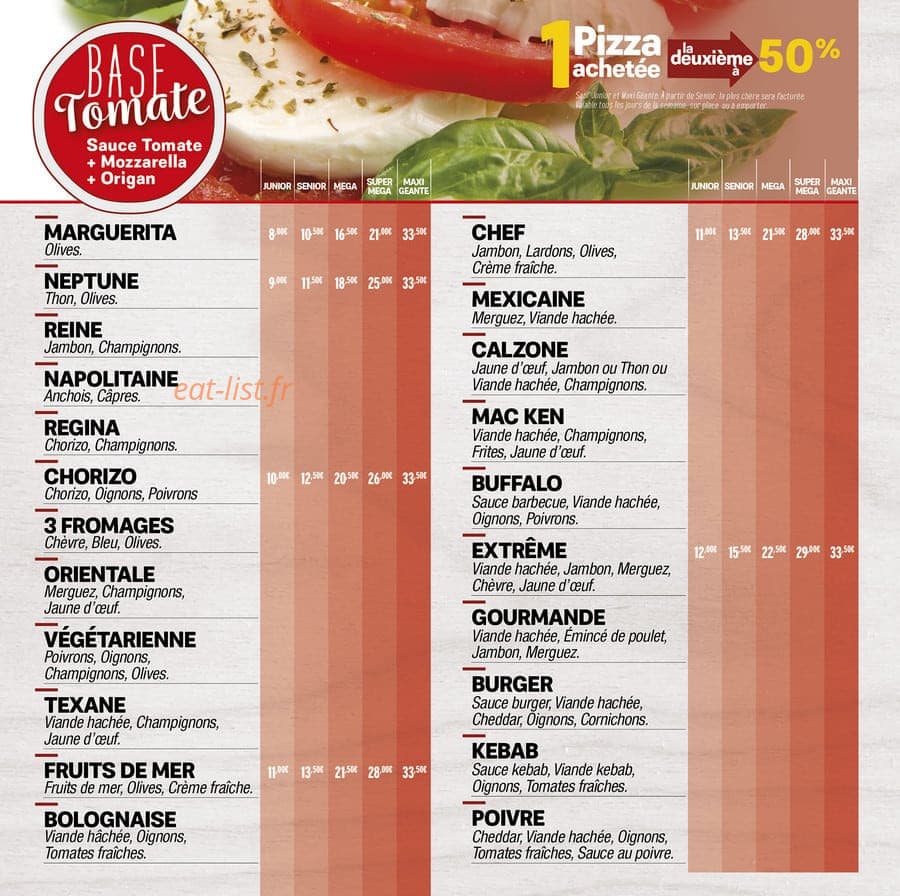 Papa pizz — carte page 1