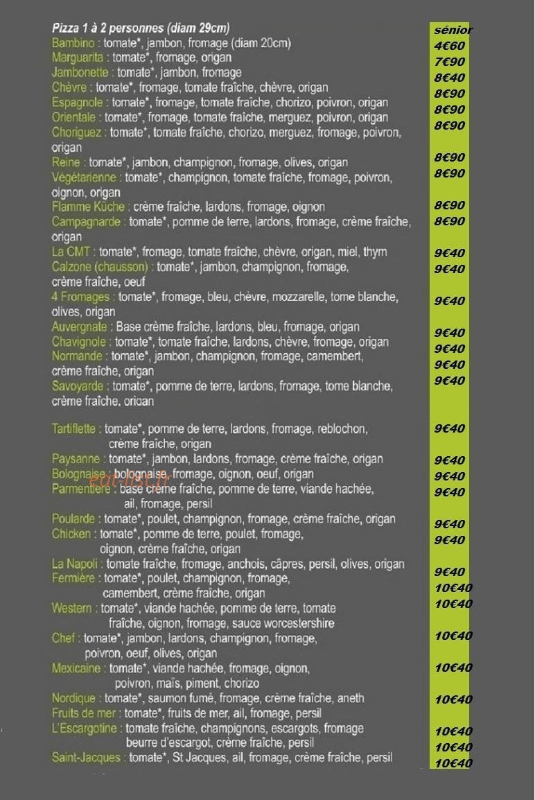 Bruno Pizza — carte page 1