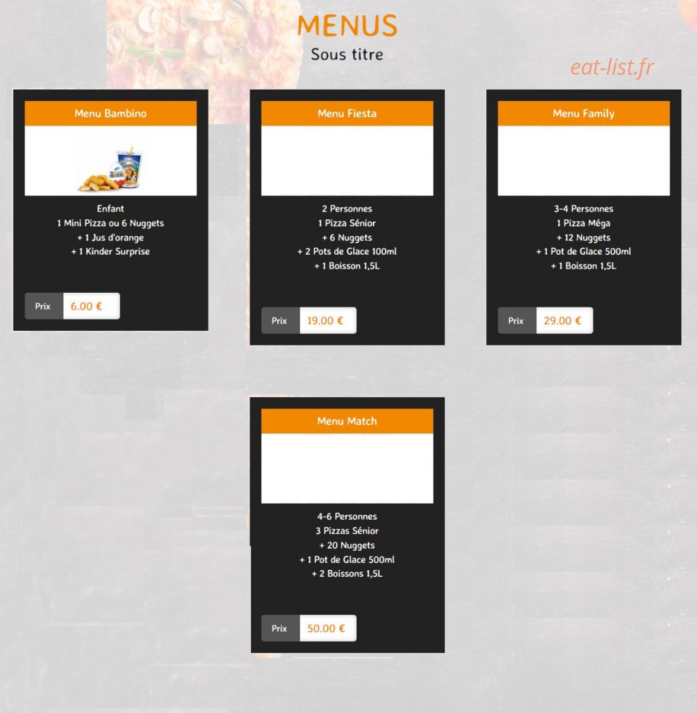 New Pizza — carte page 1
