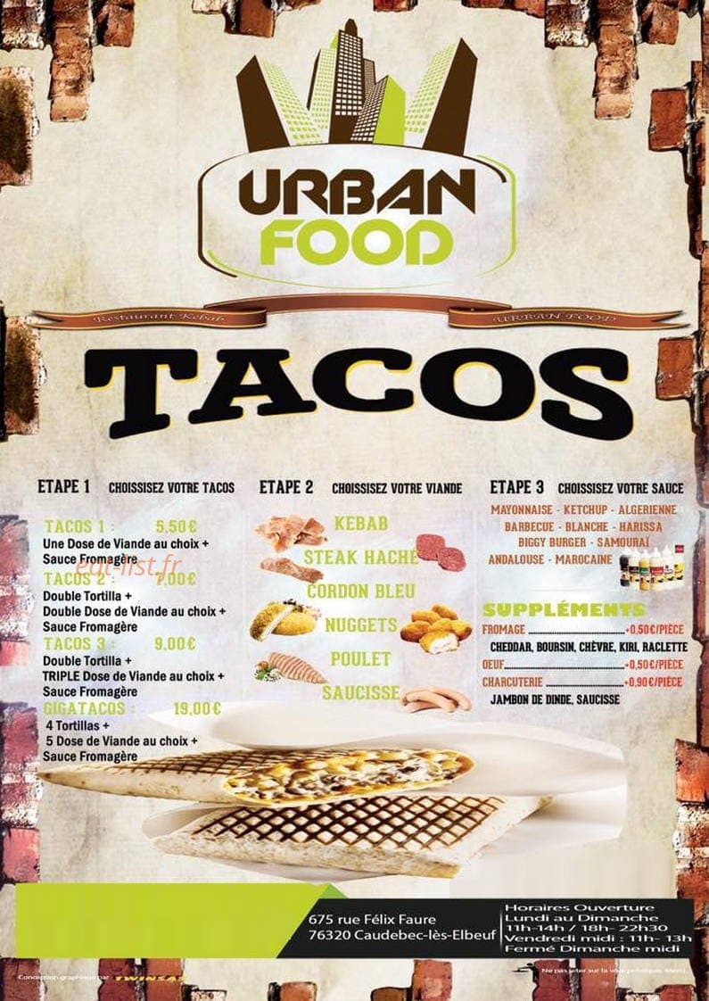 Urban food — carte page 1