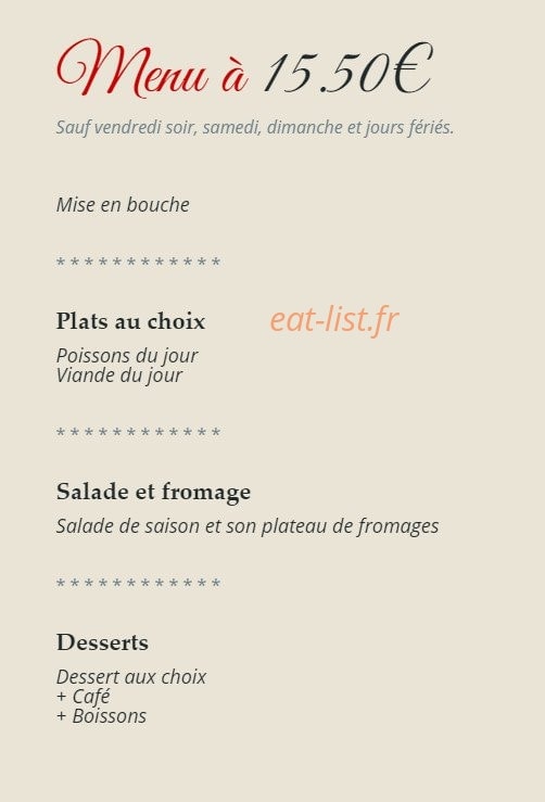 Auberge de la gare — carte page 2