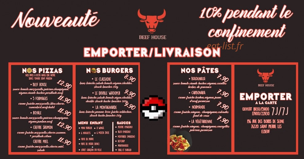 Beef House — carte page 1