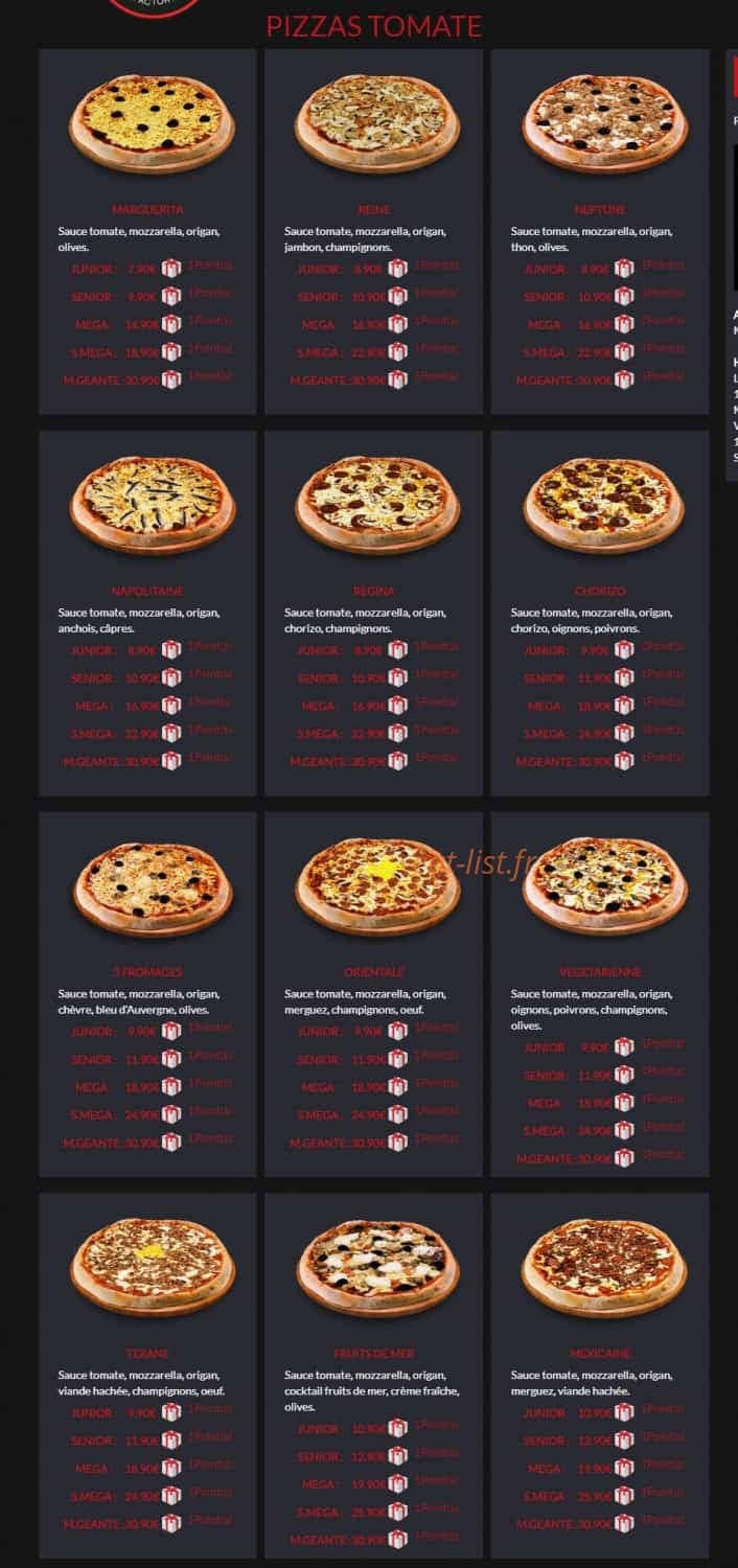 Pizza Palace — carte page 1