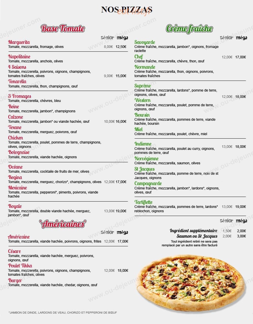 Crock Pizza — carte page 1