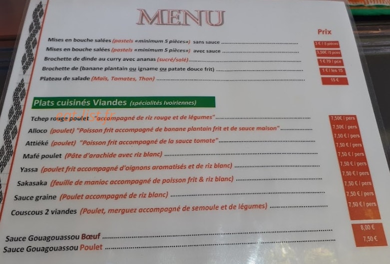 Ivoire saveurs — carte page 2