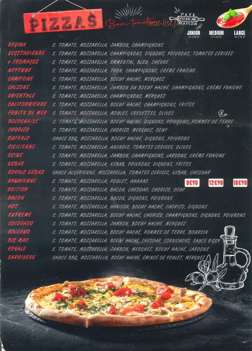 Presto Pizza — carte page 2
