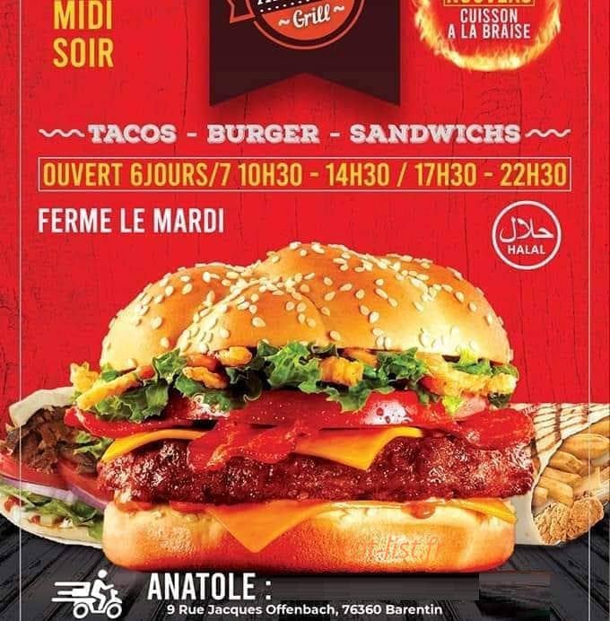 Anatole Kebab — carte page 1