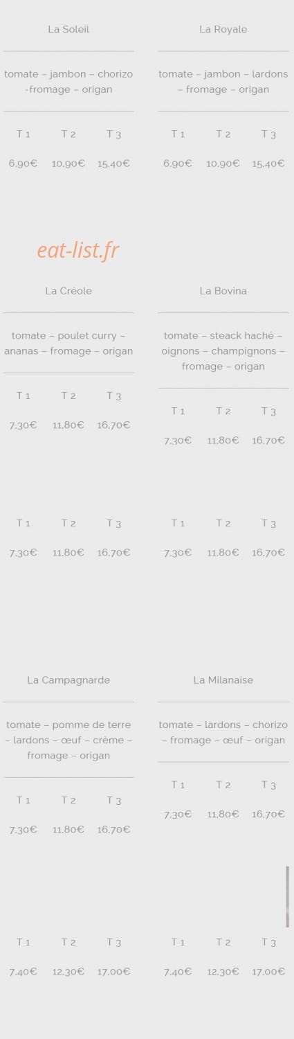 Spidy Pizz — carte page 2