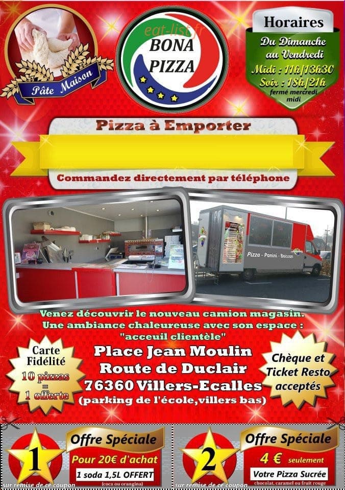Bona Pizza — carte page 1