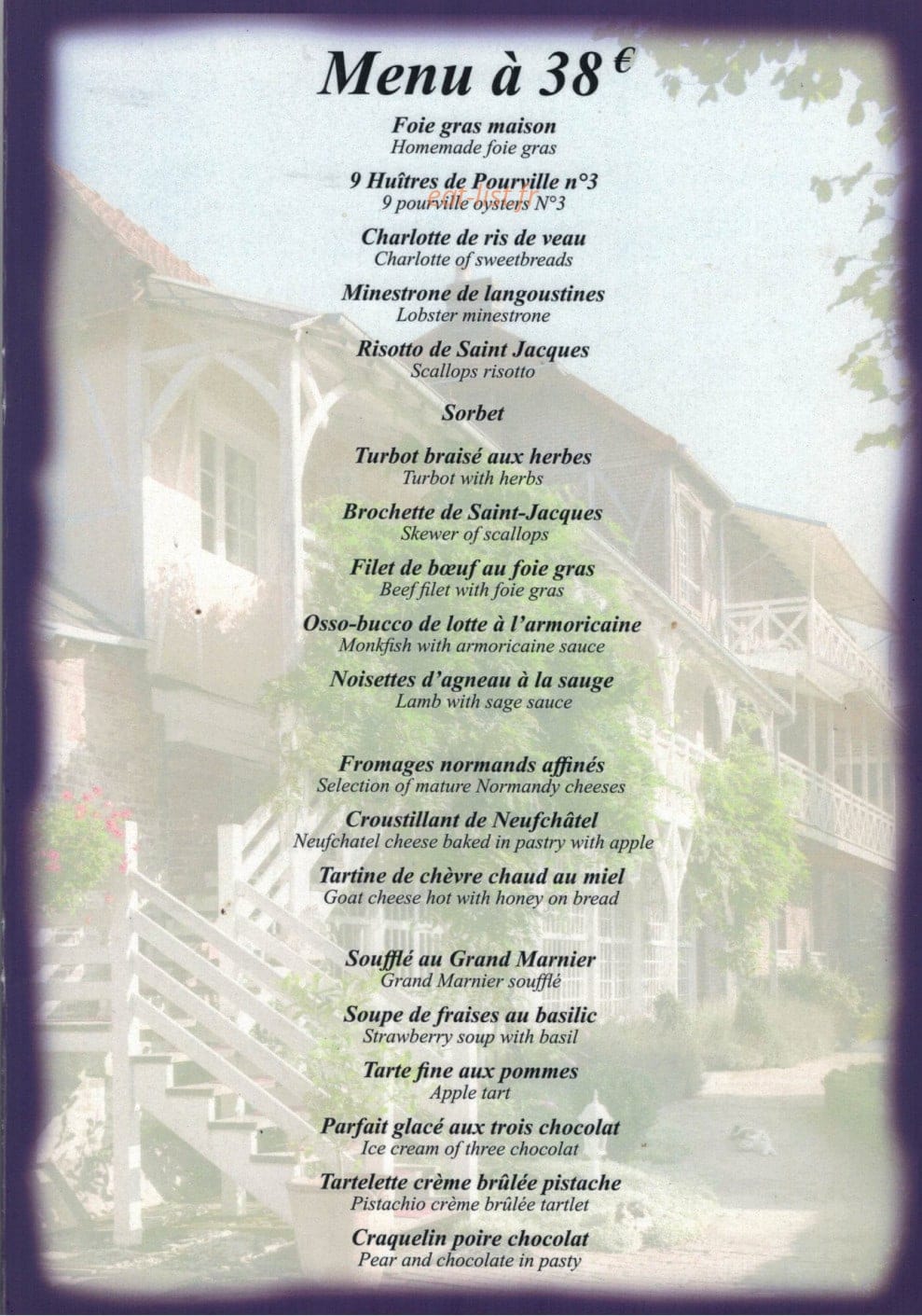 Auberge du Clos Normand — carte page 2