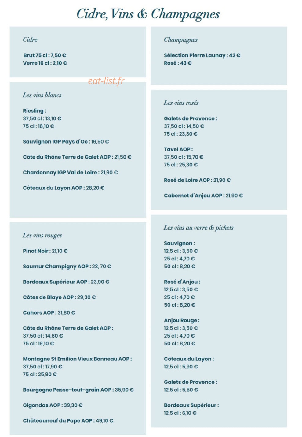 Chez Déborah — carte page 13
