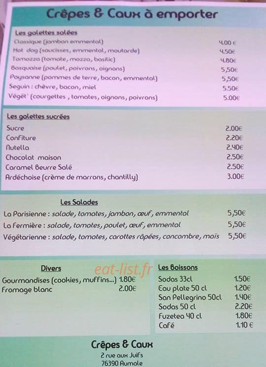 Crêpes & Caux — carte page 1