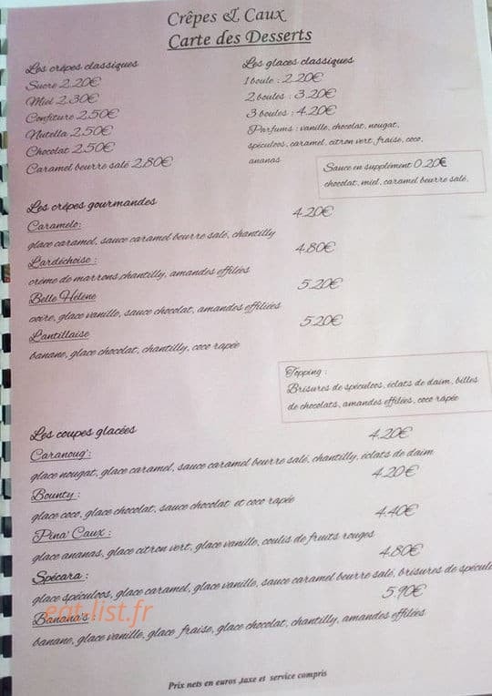 Crêpes & Caux — carte page 2
