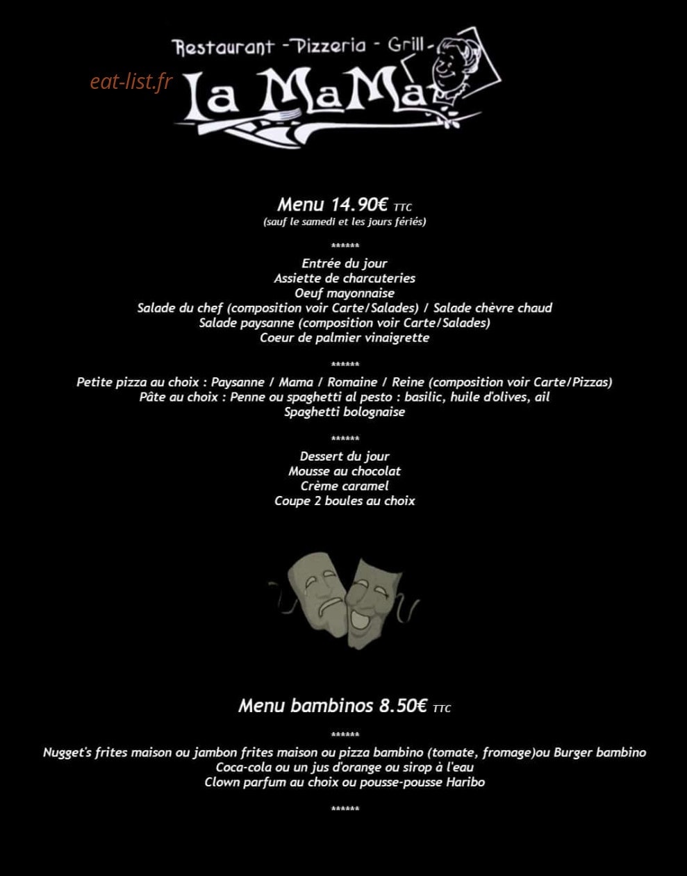 Mama pizz — carte page 1