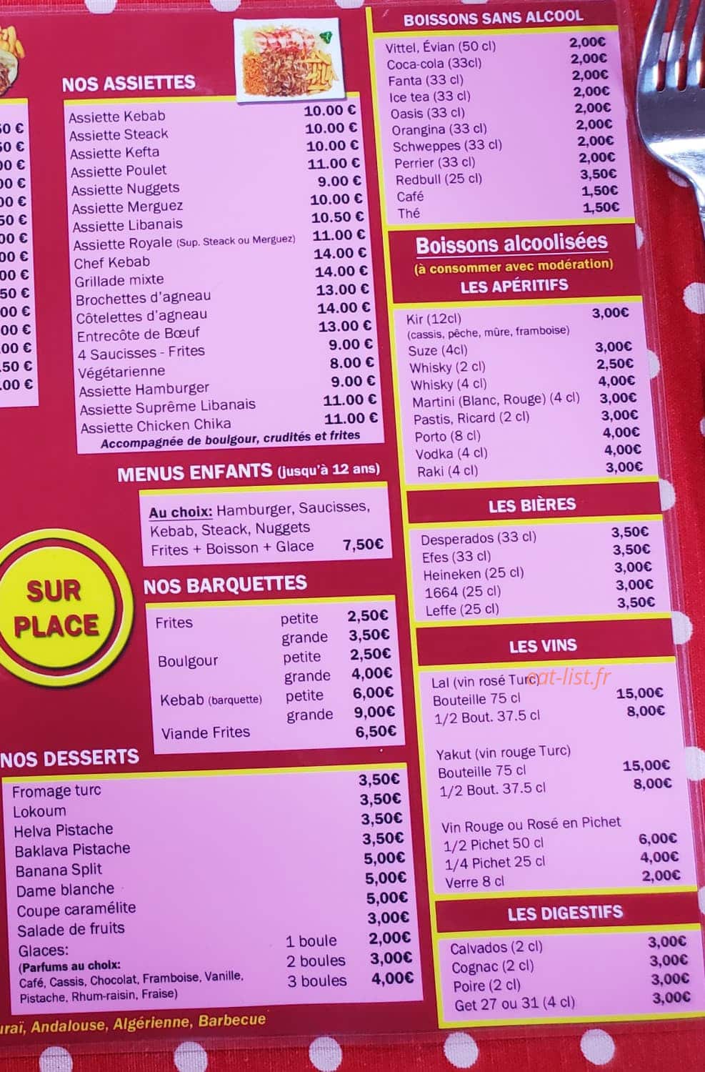 Restaurant Aumale — carte page 2