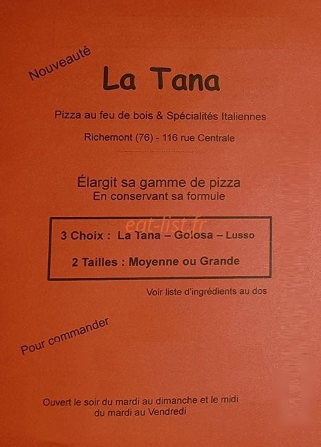La Tana — carte page 1