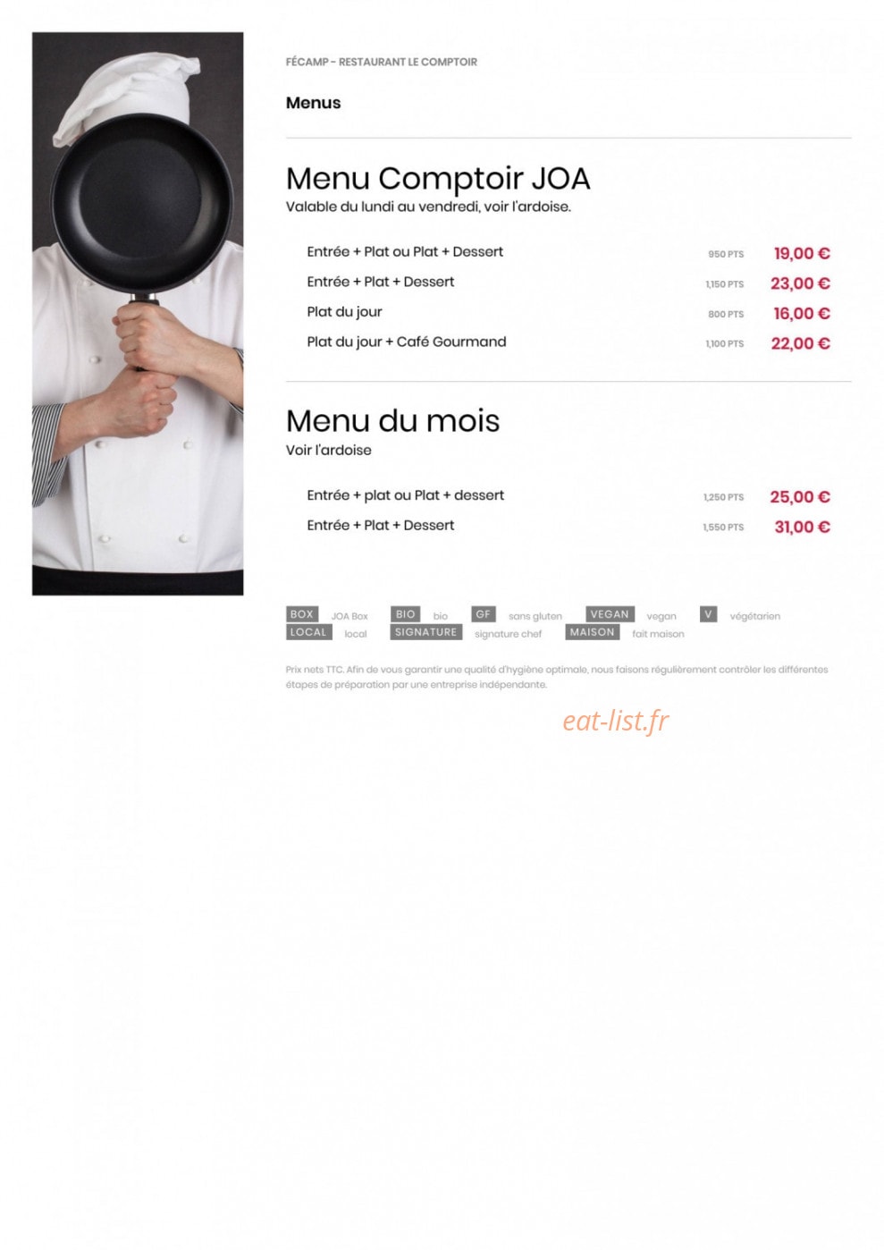 Comptoir JOA — carte page 9