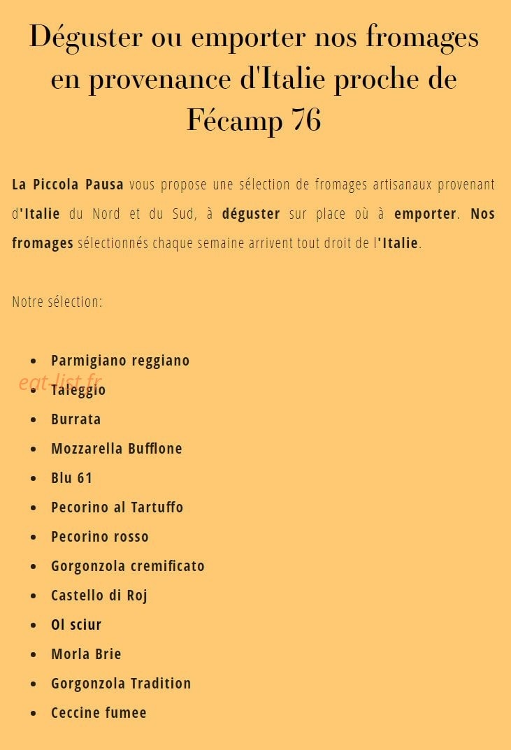La Piccola Pausa — carte page 1
