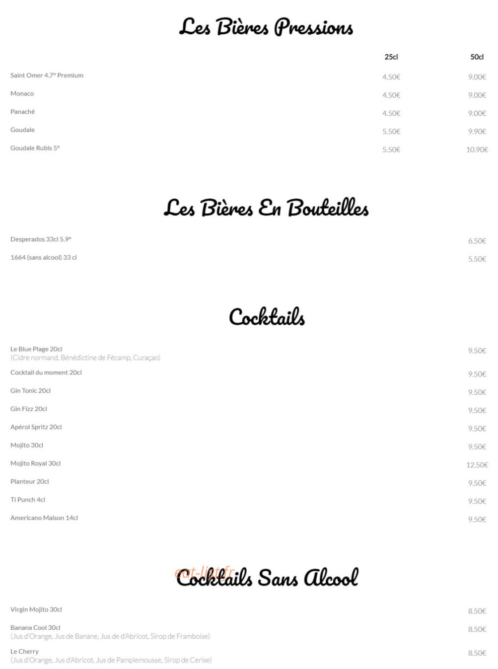 La Plage — carte page 8