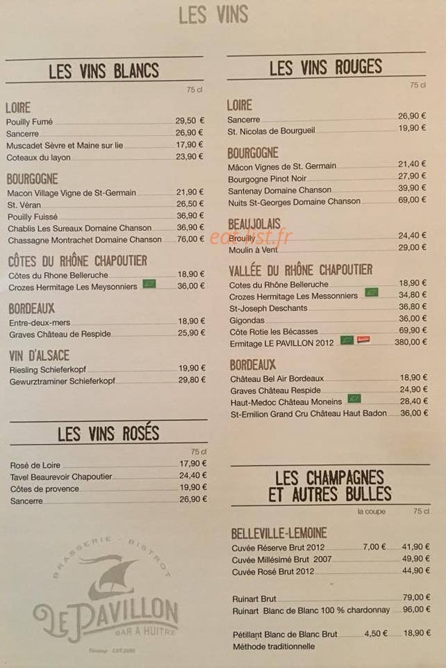 Le Pavillon — carte page 5