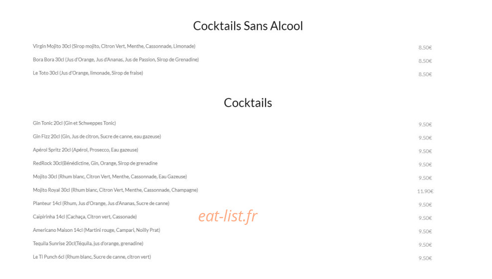 Le Red Rock — carte page 8