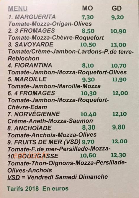 Pizza Fiorentina — carte page 2