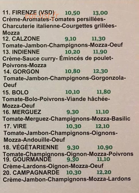 Pizza Fiorentina — carte page 3