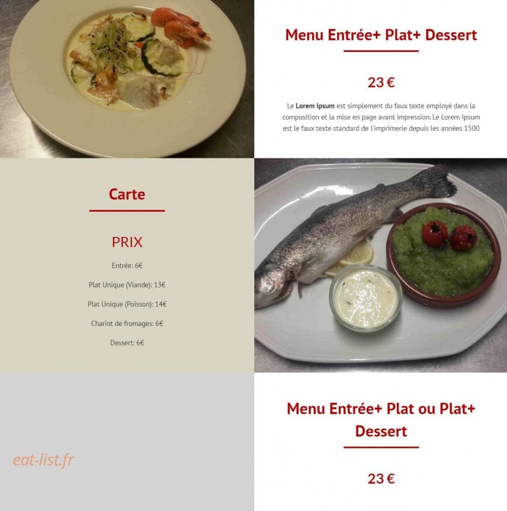 Auberge les Tonnelles — carte page 1