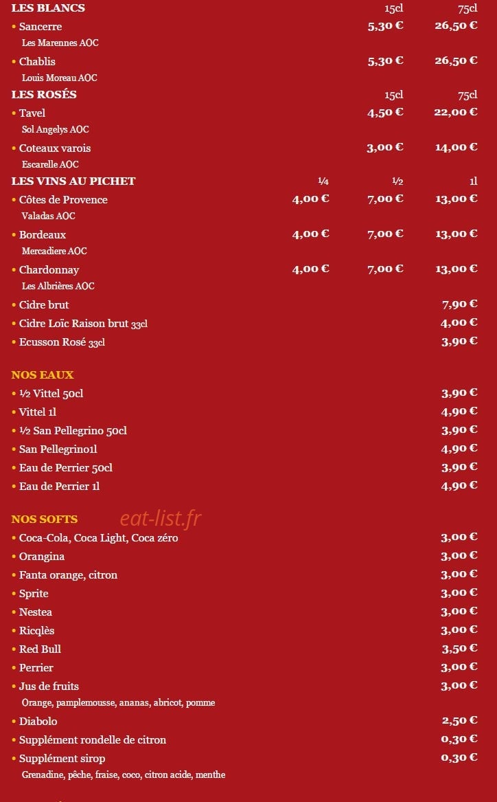 Carte et menu de Le Club Pelican à Tourville la Riviere — Boissons et apéritifs suite