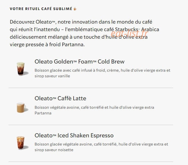 Starbucks Coffee — carte page 29