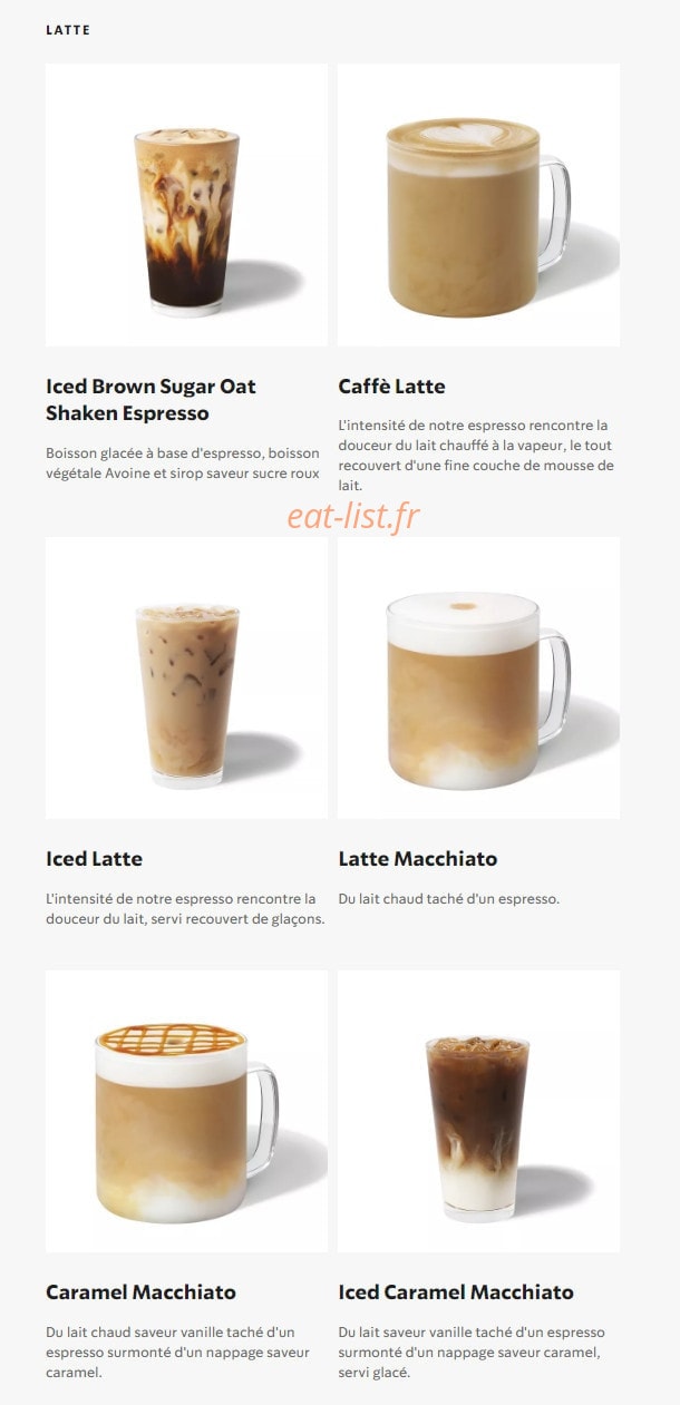 Starbucks Coffee — carte page 3