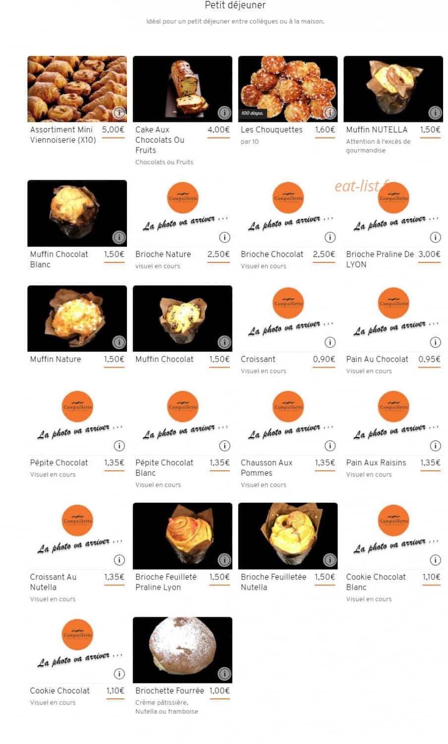 Boulangerie Vilain — carte page 1