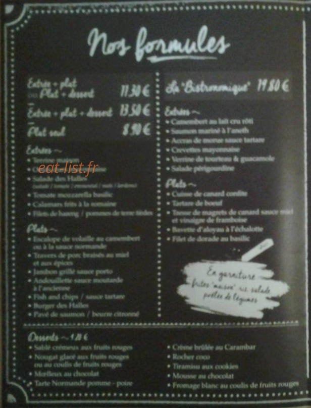 Cafe des halles — carte page 1