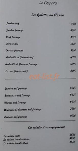 La crêperie — carte page 1