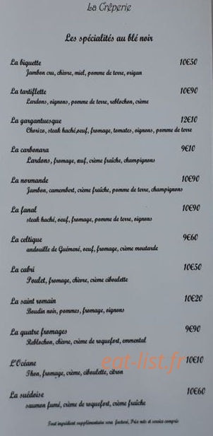 La crêperie — carte page 2