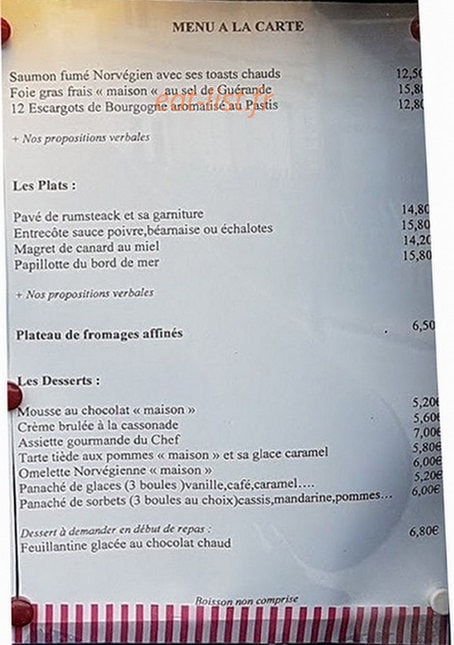 La Grillade — carte page 1