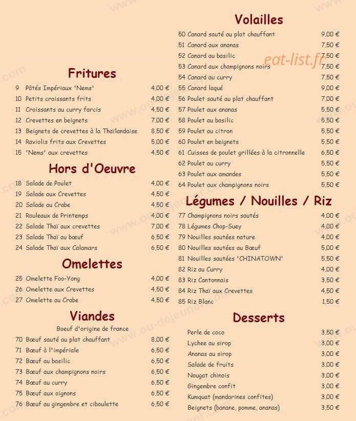 Restaurant China Town — carte page 5