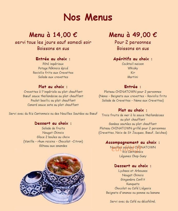Restaurant China Town — carte page 2