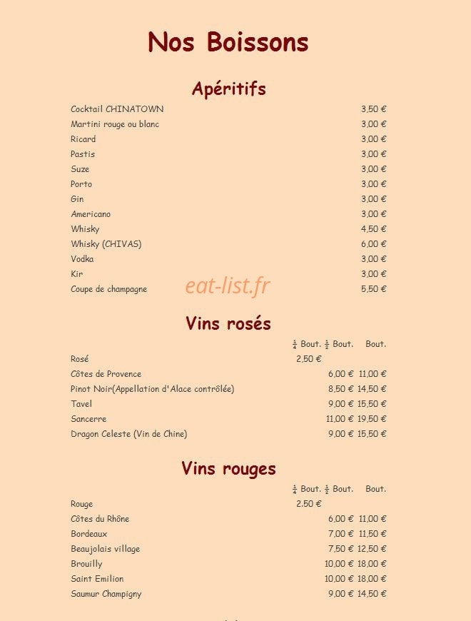 Restaurant China Town — carte page 6