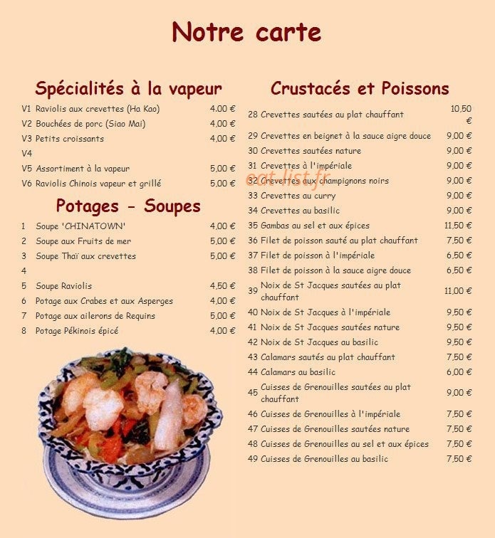 Restaurant China Town — carte page 4