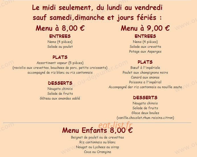 Restaurant China Town — carte page 3
