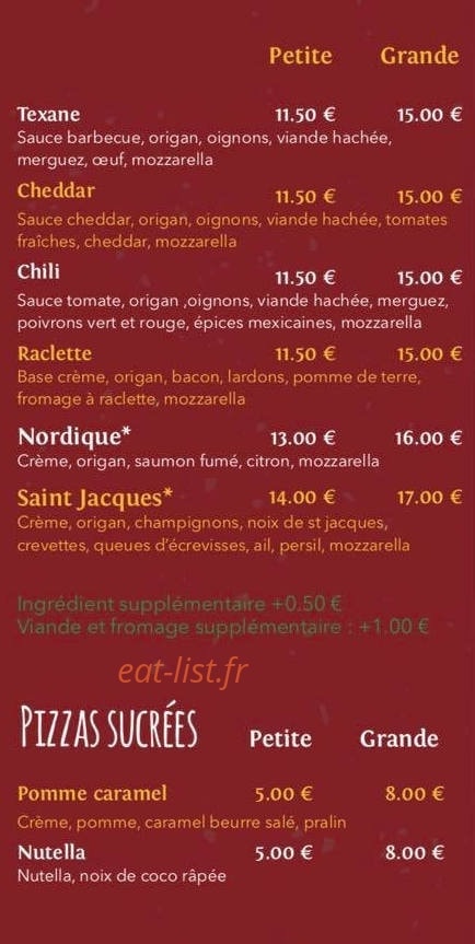 Dolce pizza — carte page 3